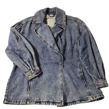 ZARA 더블 브레스트 데님 자켓 커버올 XS 빅 실루엣