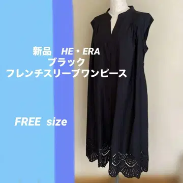 블랙 자수 슬리브리스 원피스