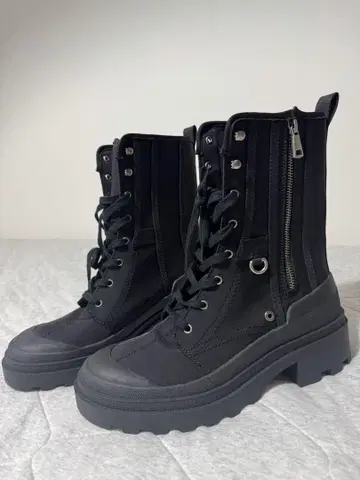 ZARA 블랙 통굽 지퍼 부츠 41