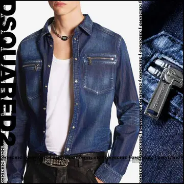 13만 DSQUARED2 디스퀘어드 더블 ZIP 스트레치 데님 셔츠 50