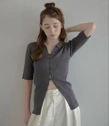 스키퍼 폴로 니트 하프 슬리브 가디건