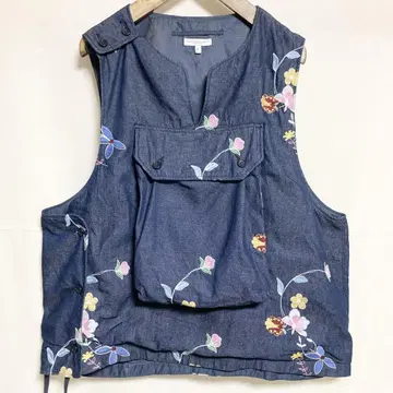 L 사이즈 ENGINEERED GARMENTS 데님 플로럴 커버 베스트