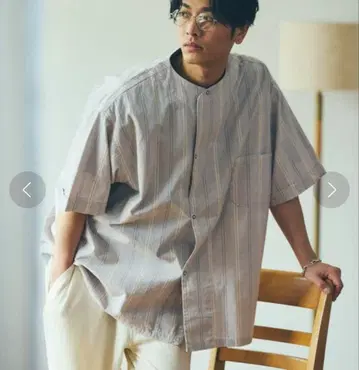 HINSON/힌손 별주 도트 버튼 슬리핑 셔츠/하프 슬리브