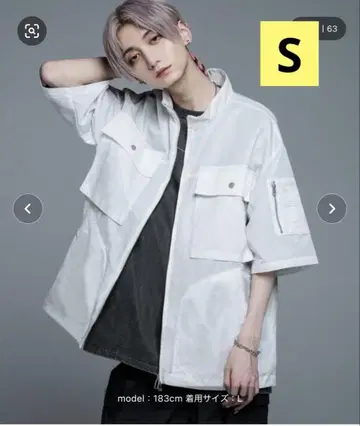 ADRER 나일론 지퍼 오버 셔츠 화이트 S 사이즈