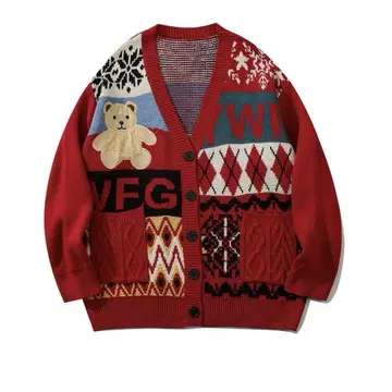 [ HOOK ] 패치워크 패턴 니트 가디건