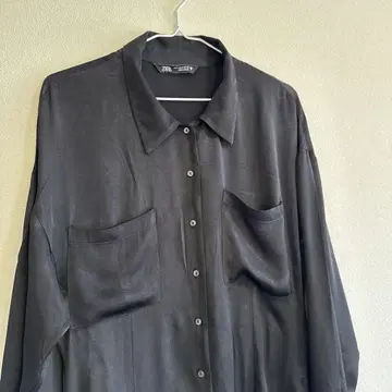 ZARA 새틴풍 광택 롱 셔츠 원피스