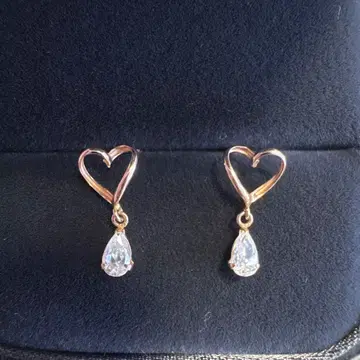 귀걸이 k10 각인 있음 PG 핑크 골드 큐빅 지르코니아 하트 모양