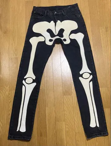 mmmi 뼈 프린트 스트레이트 데님
