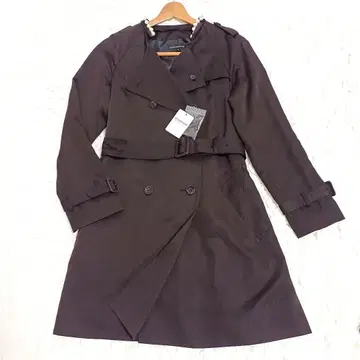 새상품 그린 라벨 릴랙싱 펄 장식 트렌치코트 브라운 L