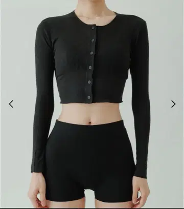 yo BIOTOP Sheer rib short cardigan Black