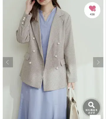 natural couture osono 펄 버튼 테일러드 자켓 체크 무늬