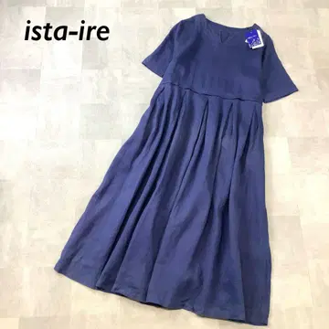 [ 새상품 ] ista-ire 고급 벨기에 린넨 100% 원피스 네이비