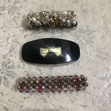 엘레강트 비즈 헤어 클립 2개 니나리치 헤어 클립 1개