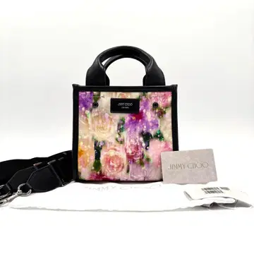 [ 미사용 보관품 ] 지미추 2way 핸드백 꽃무늬 로고 여성용 블랙