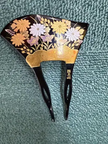 라미유 꽃무늬 잎 모티브 헤어콤 새상품급