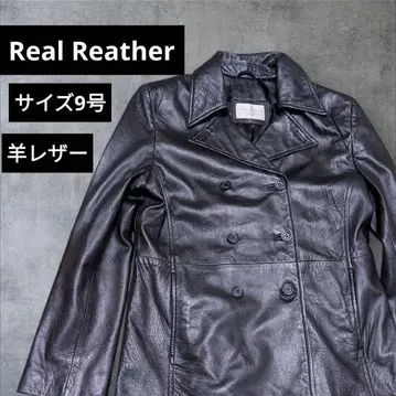 RealReather 양 가죽 더블 브레스트 자켓 라이더스 천연 가죽
