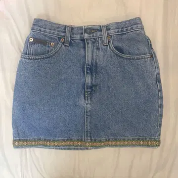 CALVIN KLEIN 데님 타이트 스커트 꽃 자수 y2k 00s
