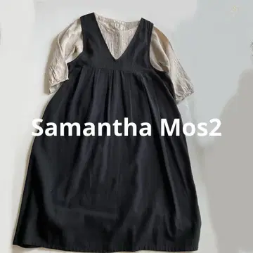 Samantha Mos2 전후 착용 블랙 V넥 원피스