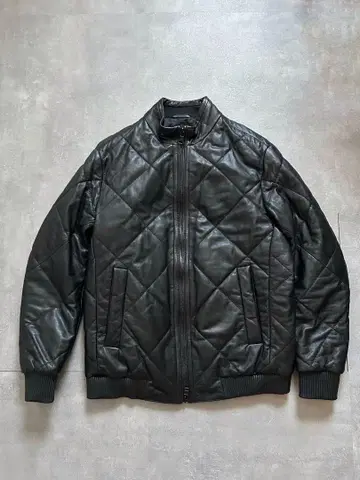 HUGO BOSS 퀼팅 가죽 자켓 충전솜 천연 가죽 블랙 54
