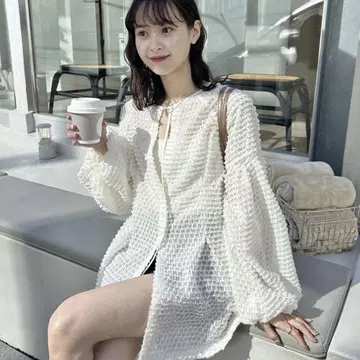 mystic 프린지 쉐이프 튜닉 화이트