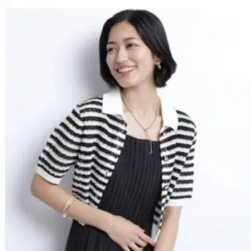 JUSGLITTY 카라 부착 패턴 짜임 가디건