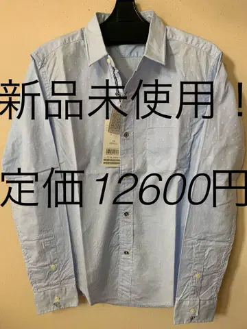 미사용 새상품 남성용 비기 영국풍 화이트 도트 블루 셔츠