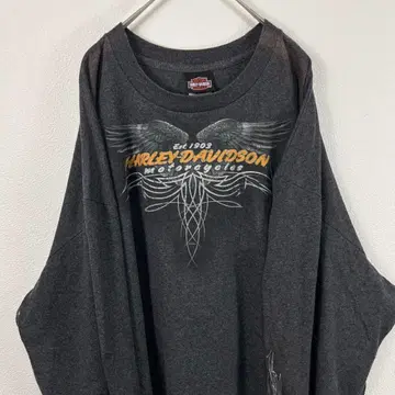 USA 구제 의류 Harley Davidson 오버 사이즈 롱T 그레이