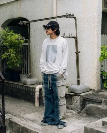 PRY 그레이 워시드 시그니처 L/S 티셔츠 프라이 그레이 사이즈 1
