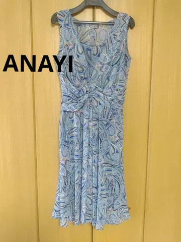 ANAYI 페이즐리 원피스 블루 미디 기장 플라워 꽃무늬