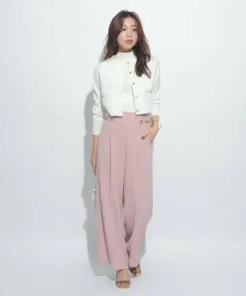 저스길리티 2WAY 사이드 체인 와이드 팬츠 핑크