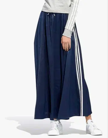 adidas LONG SATIN SKIRT 네이비 L