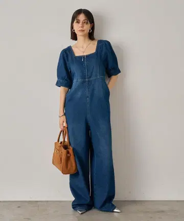 [ LOUNGEDRESS ] 데님 퍼프 올인원 M