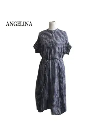 ANGELINA 암므 린넨 100% 스트라이프 원피스 벨트 포함