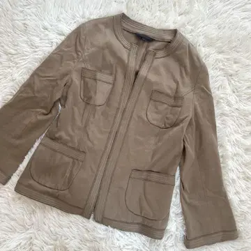 ANAYI 노카라 자켓 브라운 면100% 38