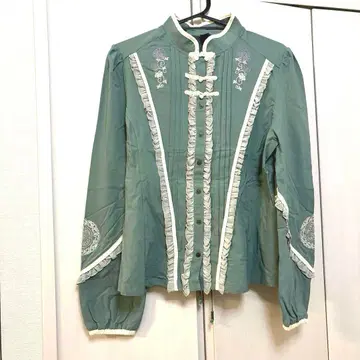 택 포함 새상품 ozz on 차이나 블라우스 그린