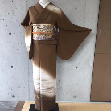 순수 실크 호몬기 이중 기모노