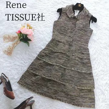 [ Rene/르네 ] TISSUE사 트위드 원피스 티어드 카라 부착