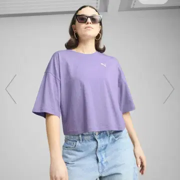 미사용 새상품@Puma 퍼플 크롭 반팔T셔츠