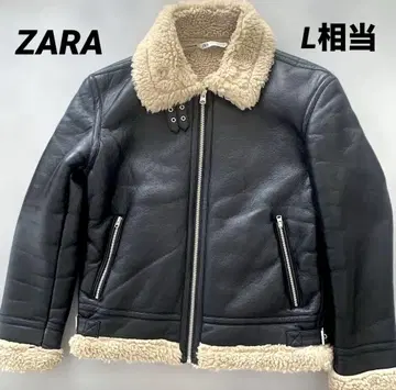 컨디션 최상 ZARA 페이크 가죽 자켓 보아 안감 싱글 라이더 블랙