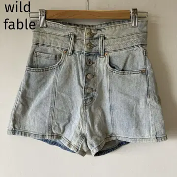 wildfable 데님 숏팬츠 로고 버튼 스트레치 각선미 아메카지