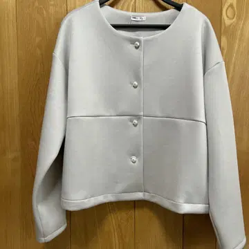 노카라 자켓 그레이 펄 버튼