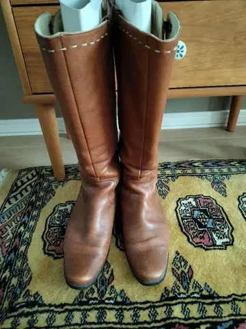 새상품급! 천연 가죽 롱 부츠