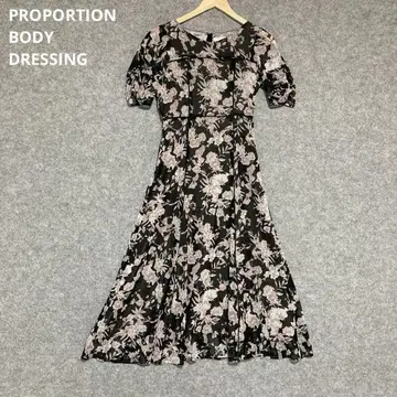 PROPORTION BODY DRESSING 블랙 꽃무늬 반팔 롱 원피스
