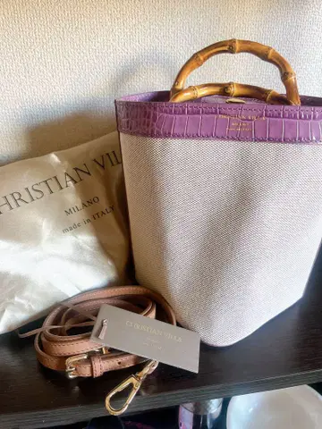 핸드백 크리스찬 빌라 뱀부 캔버스 백 노리즈 이에나