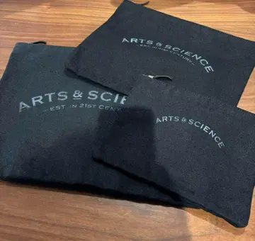 arts&science 블랙 린넨 원단 파우치 대중소 3세트