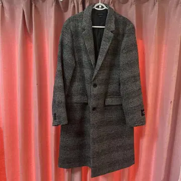 CONFIRM 체크 무늬 울 혼방 체스터 코트