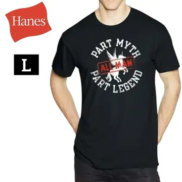 새상품급 Hanes T셔츠 남성용 L 블랙 그래픽 레어