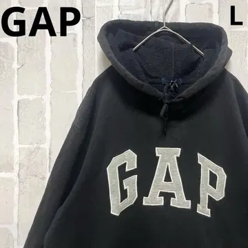 GAP 갭 후드티 맨투맨 L 자수 블랙 풀오버 속기모
