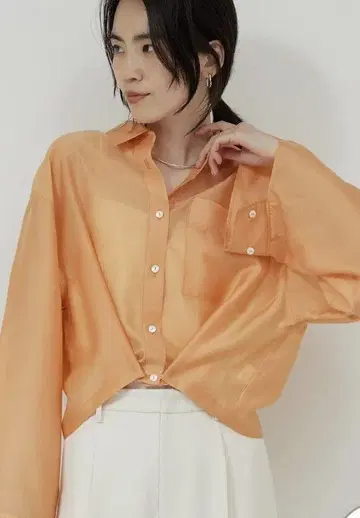 개럴개런트 2way 크롭 셔츠 오렌지 시어