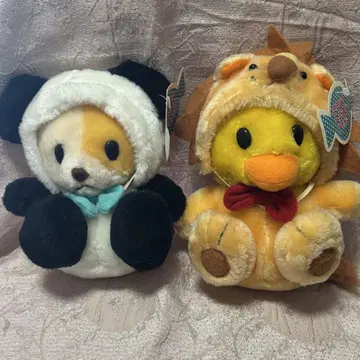 피넛 클럽 봉제 인형 2종 곰 병아리 팬더 사자 인형옷 레트로